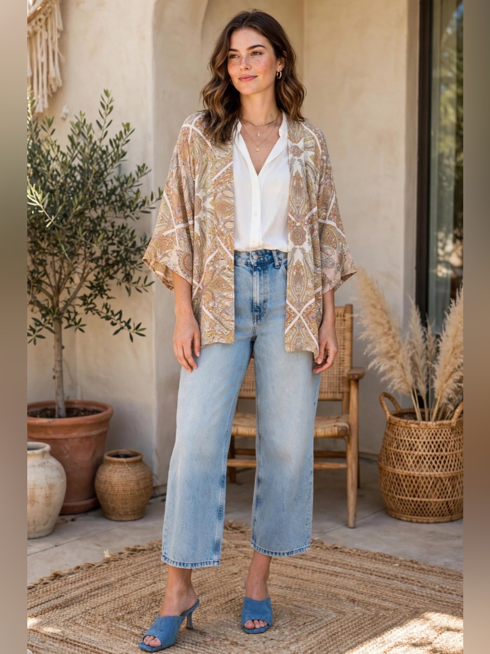 NWT orange paisley Kimono
